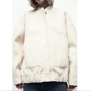 ZARA OVERSIZED POCKET TEXTURED BOMBER JACKET COAT - NWT